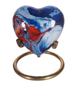 ของที่ระลึกหัวใจโลหะโกศสำหรับขี้เถ้าขี้เถ้าของนักออกแบบหัวใจหินอ่อนสีฟ้า - Product Image 1