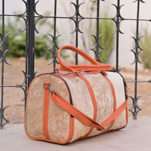 Bolsa de Viaje Vintage de Cuero Genuino con Cierre de Cremallera y Organizador, Gran Capacidad, para Fin de Semana LHDB-0036 - Product Image 1