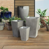 Pots de fleurs en béton léger de style simple, carrés, enduits d'époxy, pour la maison, le jardin, le balcon, l'extérieur, écologiques, durables