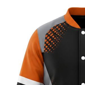 Orange Black White <b>Baseball</b> <b>Jacket</b> Full Zip Long Sleeve Team Uniform Lightweight Comfortable Sportswear - Product Image 6