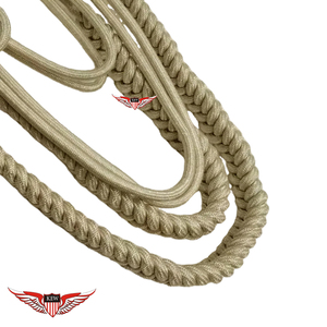 Aiguillette de hombro plateada de Alemania, cordón de hombro alemán, aiguillette trenzada de alambre de oro con punta metálica dorada - Product Image 4