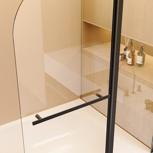 Porta doccia pieghevole senza telaio nero opaco 43 In. W X 58 In. H 1/4 \ "spesso SGCC vetro temperato bagno Pivot In vetro 58 In. W - Product Image 2