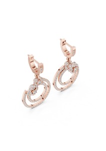 Boucles d'oreilles pendantes double cercle en diamant de laboratoire VVS1, or massif 9K, taille brillant rond pavé, pour mariage, bijoux de luxe - Product Image 2