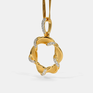 Collar con Colgante de Diamante Cultivado en Laboratorio en Forma de Círculo Trenzado en Oro Amarillo - Product Image 3
