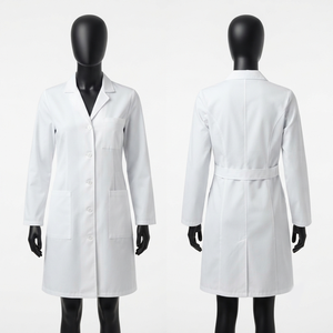 Conjuntos de Uniformes Médicos Blancos de Sarga de Polialgodón Premium de 240 GSM, Diseño Liso, Logotipo Personalizado con Bordado o Impresión, Uniformes Unisex para Uso Hospitalario - Product Image 2