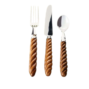 Ensemble de couverts de luxe en or, acier inoxydable, manche en résine marbrée vert menthe, vaisselle élégante pour mariage et hôtel, argenté - Product Image 5