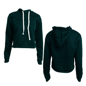 Sudadera con Capucha Corta Negra para Mujer, Corte Regular, Color Sólido, Manga Larga, Tejida, para Otoño - Product Image 2