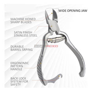 Coupe-ongles robuste en acier inoxydable courbé pour podiatres, ongles incarnés épais, coupe-ongles à ressort, soins pour bébés et seniors - Product Image 3