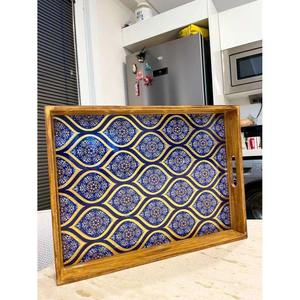 Bandeja de Servicio de Madera Esmaltada Personalizada, la Más Vendida, Entrega Rápida, Bandeja de Servicio Única, Utensilios de Cocina, Bandeja Decorativa para Mesa - Product Image 1