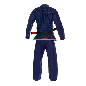 Kimono de Karate Azul para Hombre con Ribete Naranja y Cinturón Negro para Entrenamiento de Artes Marciales para Adultos, de Alta Calidad al Mejor Precio - Product Image 3