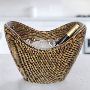 Cesta enfriadora de botellas de ratán, cubitera de lujo con asa, enfriador de bebidas y cestas de exhibición - Product Image 1