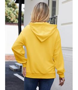 Sudadera con Capucha Personalizable para Mujer, 100% Algodón, Manga Larga, Cuello Caído, Estampada, Cómoda, para Invierno, Servicio OEM - Product Image 4