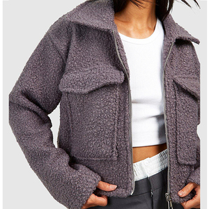 Vestes pour femmes respirantes de haute qualité, design personnalisé OEM, très vendues, unies, pour l'hiver, avec fermeture éclair intégrale et deux poches - Product Image 4