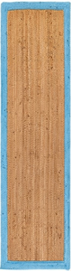Alfombra de Yute Natural Tejida a Mano para Cocina con Borde Azul Cielo, Alfombra para Pasillo, Entrada o Recibidor Estilo Rústico - Product Image 2