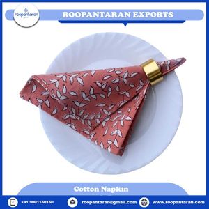 Juego de 4 Servilletas de Algodón con Diseño Moderno, Estampadas a Mano, 45x45 cm, Color Durazno Armonía, para Mesa de Té - Product Image 2