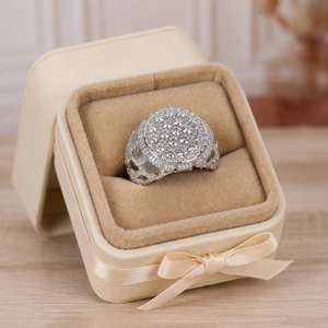 <b>Men</b> Halo Signet <b>Ring</b> Round Brilliant Cut Lab Grown 1.96CT Diamond 10k 14k 18k Solid Gold Wedding Band Gift <b>for</b> Him Fine Jewelry - Product Image 2