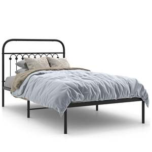 Base de Cama Doble de Acero Negro, Diseño Rectangular Tradicional - Product Image 1