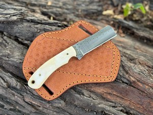 Rasp Steel Cowboy Bull Cutter EDC <b>Knife</b> Full Tang <b>Knives</b> <b>Bone</b> <b>Handle</b> OEM Camping Outdoor <b>Knife</b> With Pancake Sheath - Product Image 2