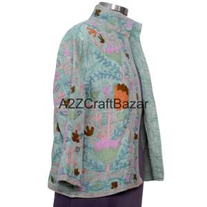 Veste bomber A2ZCraftBazar, broderie machine, motif floral, volants, col en V, coton écologique, respirant, hiver/printemps, fête - Product Image 4