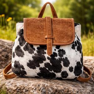 Mochila de Cuero Genuino de Piel de Vaca Estilo Western al por Mayor, Bolso de Lujo con Pelo de Vaca, Mochila de Piel de Vaca de Diseñador LHBP-0229 - Product Image 2