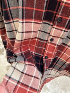 Men’s Rust Red Plaid <b>Flannel</b> Shirt Brushed Cotton Long Sleeve Casual Outdoor Workwear Dual Pocket Custom Private Label - Product Image 4