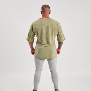 T-shirts décontractés coupe classique unis, effet délavé vintage, 220 grammes, en Spandex/Polyester, séchage rapide, coupe ample et épaisse, vente en gros - Product Image 4