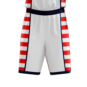 Conjunto de Uniforme de Baloncesto Sublimado Personalizado, Camiseta sin Mangas con Cuello en V y Rayas Blancas y Rojas, Pantalones Cortos, Unisex, para Adultos, Absorbe la Humedad - Product Image 6