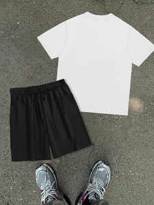 Ensemble de vêtements de sport confortables pour homme, t-shirt et short en coton mélangé pour l'été - Product Image 2