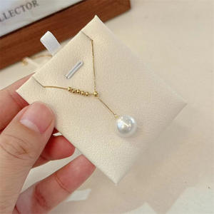 Collar de Perlas de Agua Dulce de Plata S925 para Mujer, para Xiaomi, 3-4 mm, Casi Brillante, Cadena Simple para Bebé con Cadena para Clavícula - Product Image 1