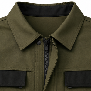 Combinaison industrielle homme vert olive et noire, col classique, coudes renforcés, genoux renforcés en sergé robuste, multi-usages - Product Image 5