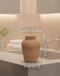 Florero de Mimbre Tejido a Mano, Maceta Decorativa Rústica de Mimbre para Decoración de Sala de Estar Estilo Boho o Casa de Campo - Product Image 4