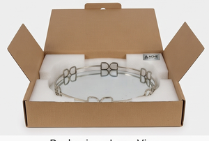 Premium <b>Round</b> <b>Mirror</b> Serving <b>Tray</b> With Geometric Metal Frame Polished Finish Decorative Residential Use Wedding Event Restaurant - Product Image 4