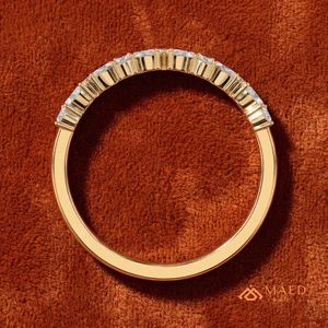 18K Yellow Gold Plated Moissanite Band <b>Dainty</b> Micro Pavé Wedding <b>Ring</b> for Women High Quality mossonite Stackable Eternity <b>Ring</b> - Product Image 2