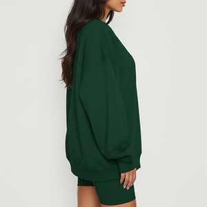 Top Quality 100% CottonCasual Wear Fashionable Solid Color Short <b>Sets</b> For Women Breathable Hip Hop Style 2 Piece Tracksuit - Product Image 5