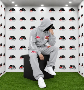 Survêtement d'hiver personnalisé avec logo brodé, sweat à capuche oversize léger et uni, pantalon de jogging droit, streetwear 100% coton - Product Image 6