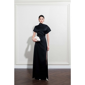 Vestido de Mujer al por Mayor, Suministro ODM, Vestido Asimétrico AVA, Elegante y Moderno, con Manga Casquillo, Maxi Vestido Casual de Seda - Product Image 6