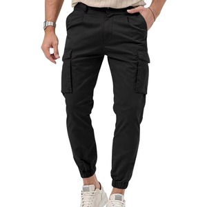 Pantalon de jogging cargo décontracté pour homme en toile 100 % coton, taille élastique, multi-poches, tactique, léger et ample - Product Image 5