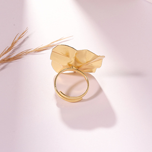 <b>Gold</b> Plated Alloy Modern <b>Cocktail</b> <b>Ring</b> Adjustable for Anniversary Wedding Wear Unisex - Product Image 2