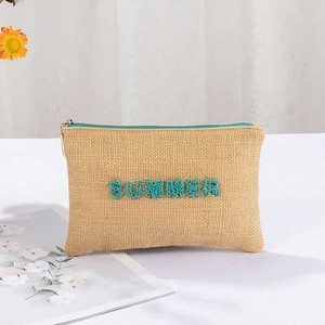 Discount Offer Recycled Custom Travel Jute Zipper Soft Handle Eco-Friendly Fashion Dot Pattern Women's Cosmetic <b>Bags</b> Best Price - Product Image 6