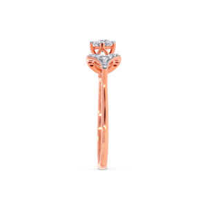 Bague en or rose 18 carats pour femme, design élégant feuille infinie avec pierre centrale solitaire ronde, luxe pour fiançailles et mariage - Product Image 3