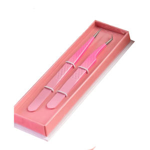 Pince à épiler de haute qualité à pointe fine en acier pour cils, pour la pose et l'extension de faux cils, avec emballage - Product Image 1