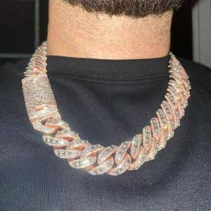 Luxury Rose Gold Cuban Link Moissanite Diamond <b>Chain</b> <b>Iced</b> <b>Out</b> VVS Hip Hop Necklace Premium Unisex Statement Jewelry Design - Product Image 1
