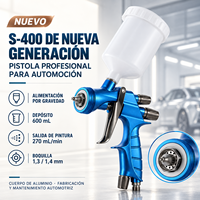 Pistolet à air comprimé nouvelle génération S400 DJY 600 ml à alimentation par gravité pour la peinture automobile