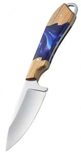 Outil utilitaire robuste en acier au carbone poli satiné, fabriqué à la main, avec manche hybride en bois et résine. - Product Image 3