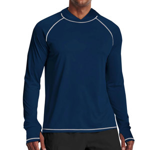 Camiseta de Protección Solar UPF 50 con Capucha y Manga Larga Azul Claro para Hombre, Color Sólido, Estilo Pullover, Ropa para Exteriores - Product Image 1