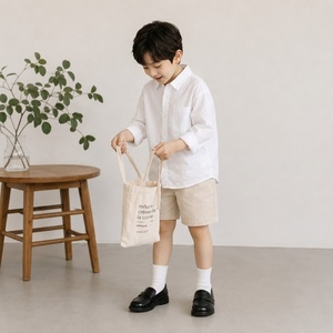 Shorts en lin pour garçons de style coréen, 55% lin, 45% coton, tissé, respirant, décontracté pour l'été - Product Image 2