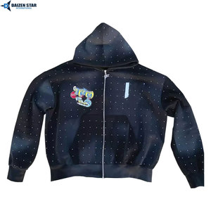 Sweat à capuche zippé personnalisé OEM 100 % coton molletonné, uni, unisexe, fermeture éclair intégrale, fournisseur - Product Image 2