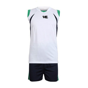 Ensemble de maillots de volley-ball personnalisés par sublimation, blanc, vert, noir, pour hommes adultes, respirant, 100 % polyester, uniformes sans couture à fusion par aiguille - Product Image 1