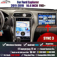 Autoradio AuCar 14,4'' Android 13 avec écran Tesla, navigation GPS pour Ford Explorer 2011-2019, lecteur multimédia DVD, vidéo automobile