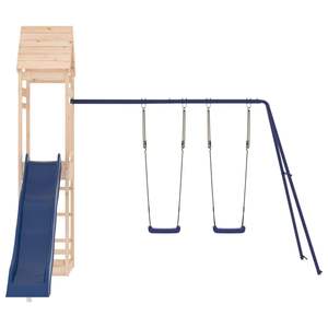 Juego de juegos infantiles de madera natural para exteriores con columpio de madera de pino maciza azul y polipropileno - Product Image 5